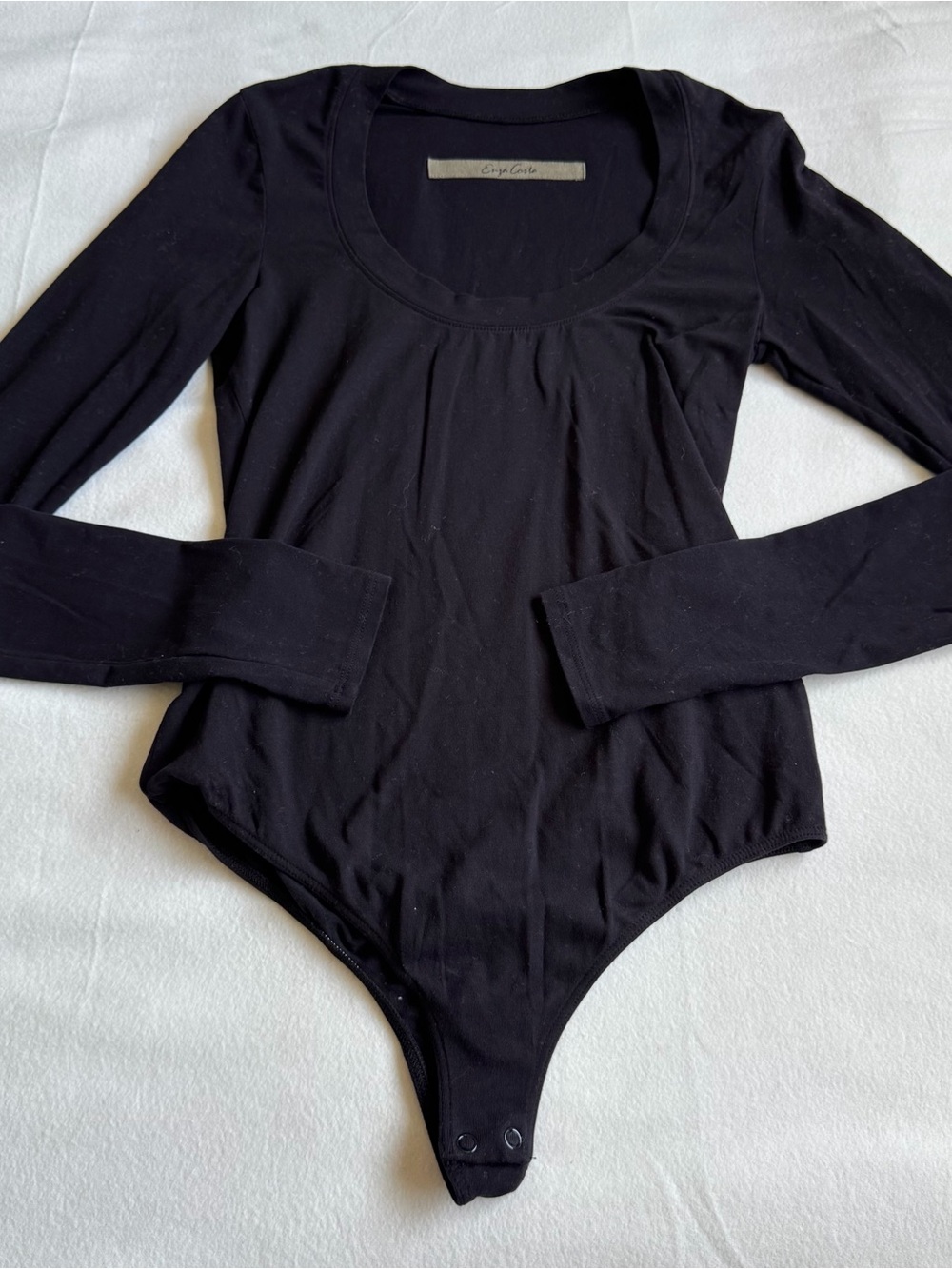 Enza Costa Scoop Neck Supima Cotton Long Sleeve Bodysuit